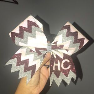 Chevron glitter cheer bow